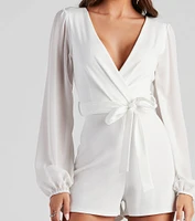 Perfectly Poised Plunging Chiffon Romper