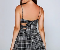 Poised Plaid Tie Back Romper