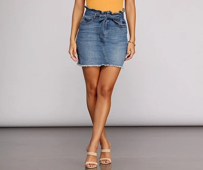 Paperbag Mini Jean Skirt