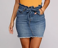 Paperbag Mini Jean Skirt