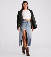 Babe Denim High Slit Midi Skirt
