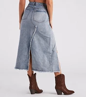 Babe Denim High Slit Midi Skirt