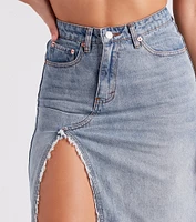 Babe Denim High Slit Midi Skirt