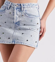 Classic Cutie Rhinestone Denim Mini Skirt