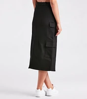 Stand Command Cargo Denim Midi Skirt