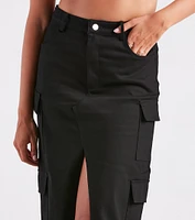 Stand Command Cargo Denim Midi Skirt