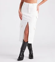 Stand Command Cargo Denim Midi Skirt