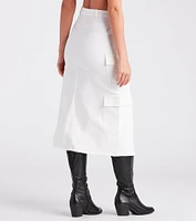 Stand Command Cargo Denim Midi Skirt