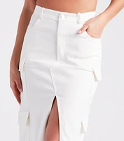 Stand Command Cargo Denim Midi Skirt