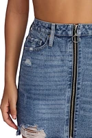 Zip Front Jean Skirt