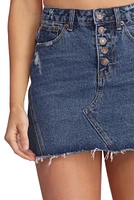Frayed Fashionista Jean Mini Skirt