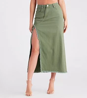 Babe Denim High Slit Midi Skirt