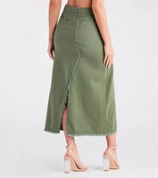 Babe Denim High Slit Midi Skirt