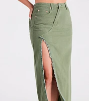 Babe Denim High Slit Midi Skirt