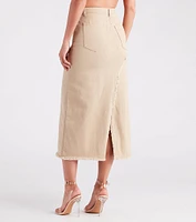 Babe Denim High Slit Midi Skirt