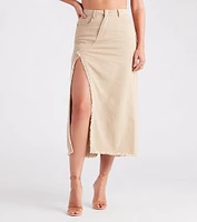 Babe Denim High Slit Midi Skirt