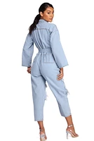 Feeling Fierce Distressed Denim Jumpsuit
