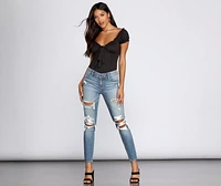 Josie Mid Rise Skinny Jeans