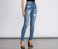 High Rise Super Destructed Skinny Jeans