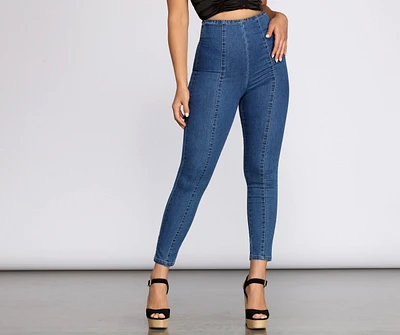 High Waist Denim Skinny Pants