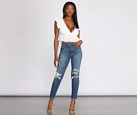 Tobi Super High Rise Destructed Mom Jeans