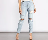 Rocky High Rise Destructed Boyfriend Jeans