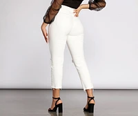High Waist Distressed Denim Pants