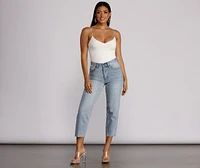 High Waist Cropped Denim Jeans