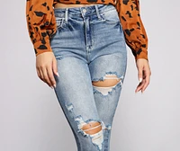 High Rise Destructed Skinny Jeans