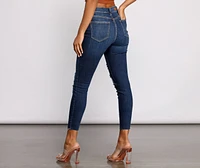 High Rise Destructed Cropped Skinny Jeans