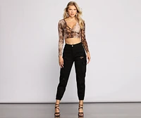 High Rise Destructed Cargo Joggers