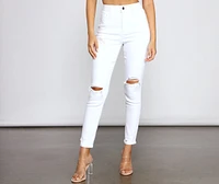 The Classic Distressed High Rise Skinny Jeans