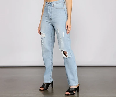 Iconic High Rise Destructed Boyfriend Jeans