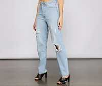 Iconic High Rise Destructed Boyfriend Jeans