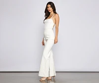 Retro Icon Lace Up Denim Jumpsuit