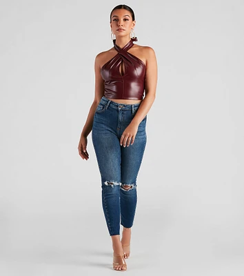 Trendy Distressed High-Rise Ankle Jeans