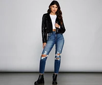 High-Rise Destructed Ankle Jeans