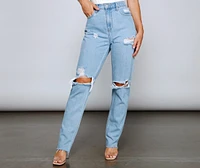 Casual Distressed Straight-Leg Jeans