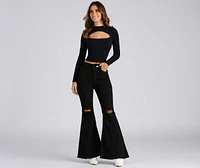 Fashion Distress High-Rise Flared Jeans