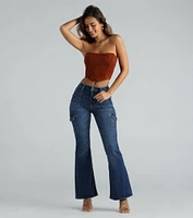 Major Flex High-Rise Cargo Flare Denim Jeans