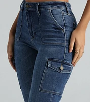 Major Flex High-Rise Cargo Flare Denim Jeans