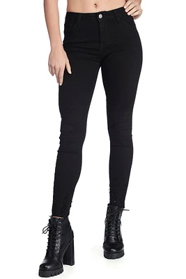 Mid Rise Distressed Ankle Skinny Jeans