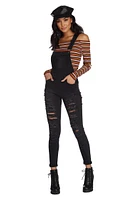 Trendy And Destructed Skinny Overalls
