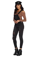 Trendy And Destructed Skinny Overalls