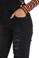 Trendy And Destructed Skinny Overalls