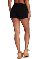 Low Rise Distressed And Cuffed Jean Shorts
