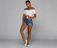High Gear Frayed Denim Shorts