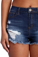 Danger Zone Destructed Denim Shorts