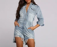 Major Babe Denim Romper