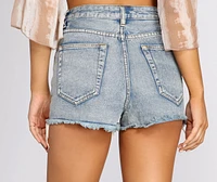 High Waist Distressed Denim Shorts